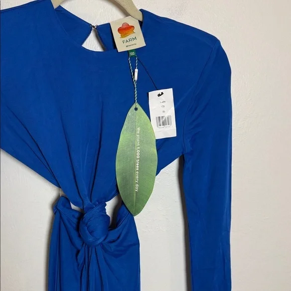 FARM RIO Blue Knot Cut-Out long sleeve dress xxs nwt - Picture 4 of 6